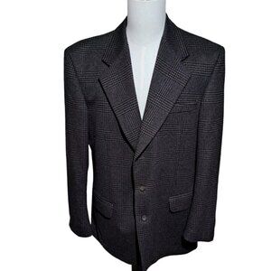 Gianfranco Ruffini Italy Cashmere Blend Sport Coat Brown Black Houndstooth 43L